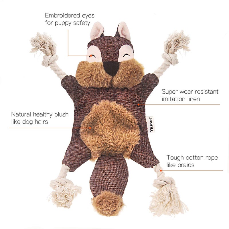 Vitscan Crinkle Dog Toy, No Stuffing Puppy Toys, Cotton Rope Limbs Stuffless Dog Toy with Squeaker, Plush Body Parts Squirrel Dog Squeaky Toys for Small Dog Chew Toys - Image 3
